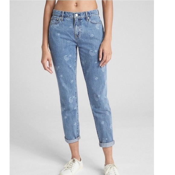 GAP Mid Rise Best Girlf Jeans Floral Detail Size 27 - Picture 1 of 8
